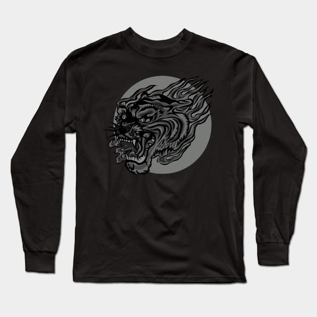 Tribal angry tiger head. Long Sleeve T-Shirt by EPDICAY